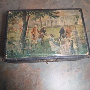Antique Decorative Box with Historical Scene